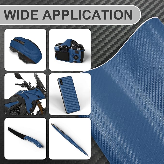 Lypumso 3D Blue Carbon Fiber Vinyl Wrap, Car Wrap Film Roll with Air-Release Technology for DIY Use, Car Auto Decal Exterior and Interior Wrapping Film, Vehicle Self Adhesive Sticker(1FT x 10FT)