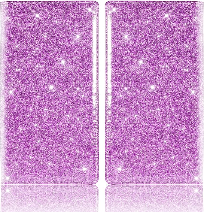 TOURSUIT Car Registration and Insurance Card Holder, Glitter Purple | Vehicle License Document Organizer, Glove Box Compartment, Interior Car Accessories, For Women Men