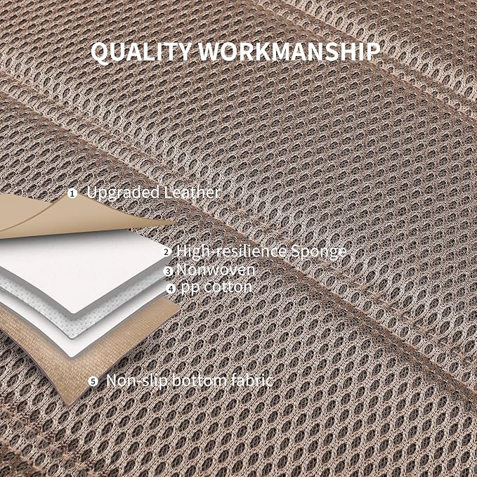 HChengkikz Car Seat Covers, Leather, 3D Foam Back Support (Beige) | Air Mesh, Airbag Compatible, Universal Fit for Most Cars, Vans, Trucks, SUVs