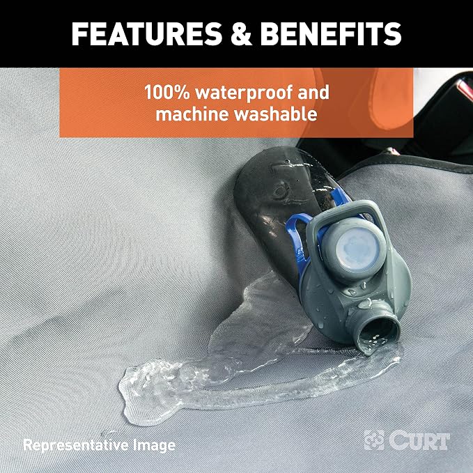 CURT 18510 Seat Defender 58-Inch x 55-Inch Grey Waterproof Universal Bench Car Seat Cover Protector