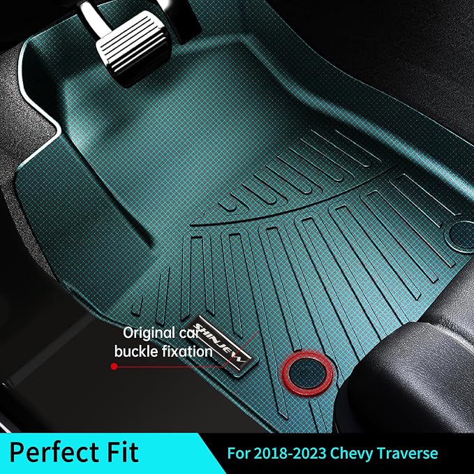 Floor Mats Fit for 2018-2023 Chevrolet Traverse 7 Seats (Bucket Seats), All Weather TPE Car Floor Liners Carpet Custom Fit for Chevy Traverse Accessories，3 Row & Cargo Liner