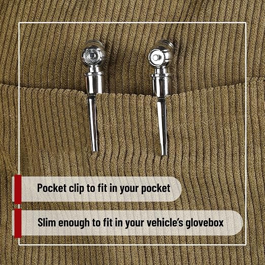 UNCO- Pencil Tire Pressure Gauge, 2 Pack, 10-75 PSI, Stainless Steel Body | Metal Made Nozzle, Rust and Corrosion Resistant, Pencil Air Pressure Gauge for Tires, 3 Measurements for Cars, Bikes