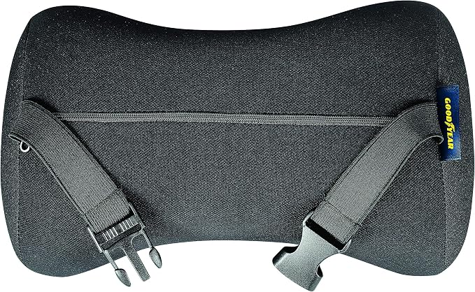 Goodyear Ergonomic Car Neck Pillow, Soft Memory Foam Headrest Pillow for Driving, Breathable & Removable Cover, Car Seat Headrest Cushion with Adjustable Strap, Neck Pain Relief, Grey