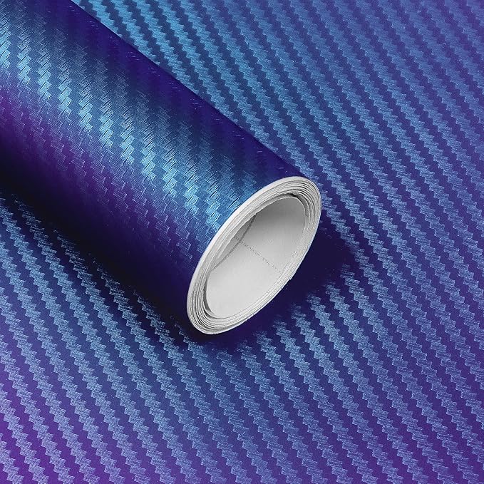 Lypumso 3D Chameleon Blue to Purple Carbon Fiber Vinyl Wraps, Auto Self-Adhesive Film Rolls for DIY Use, Stickers for car Interior and Exterior Color Change with No Bubble Release 1ft x 10ft