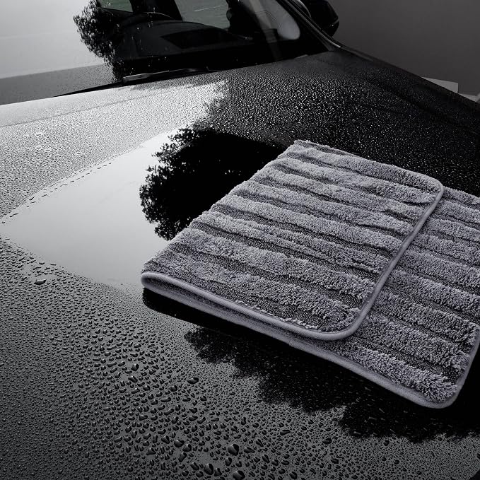 POLYTE Twist Yarn and Fleece Microfiber Drying Towel (16x24, Gray)