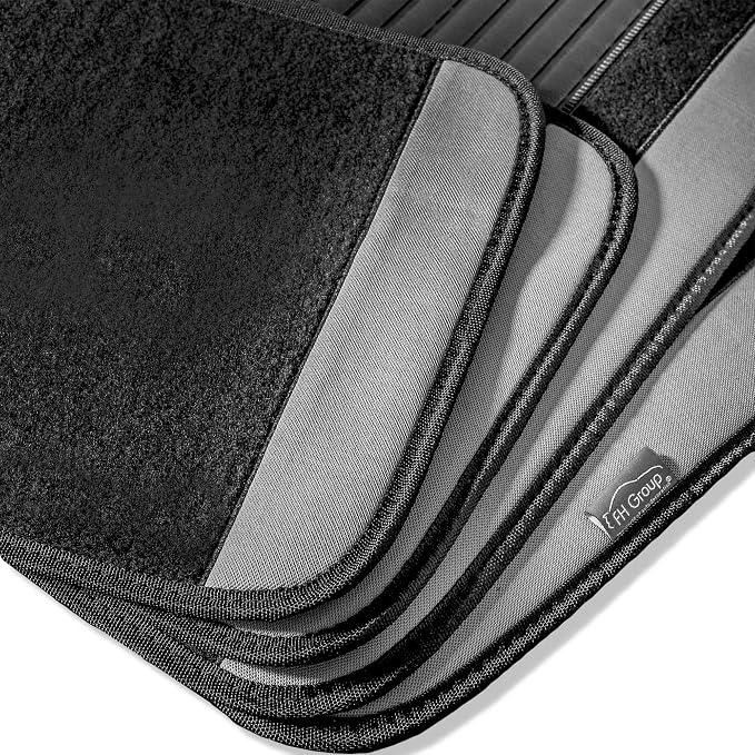 FH Group Automotive Floor Mats – Universal Fit Premium Carpet Car Mats with Driver Heel Pad, Full Set for Cars, SUVs & Trucks - Gray