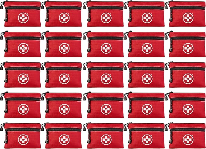 Swiss Safe 2-in-1 First Aid Kit for Car, Travel & Home, Businesses - Bonus Mini Kit for Medical Emergency Aid, Survival, Camping - 64 Piece, 25 Pack