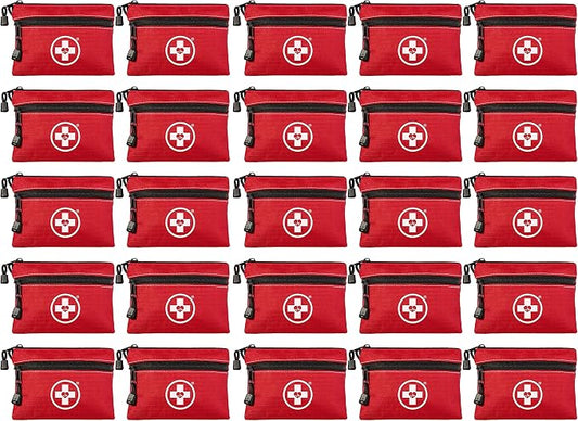 Swiss Safe 2-in-1 First Aid Kit for Car, Travel & Home, Businesses - Bonus Mini Kit for Medical Emergency Aid, Survival, Camping - 64 Piece, 25 Pack