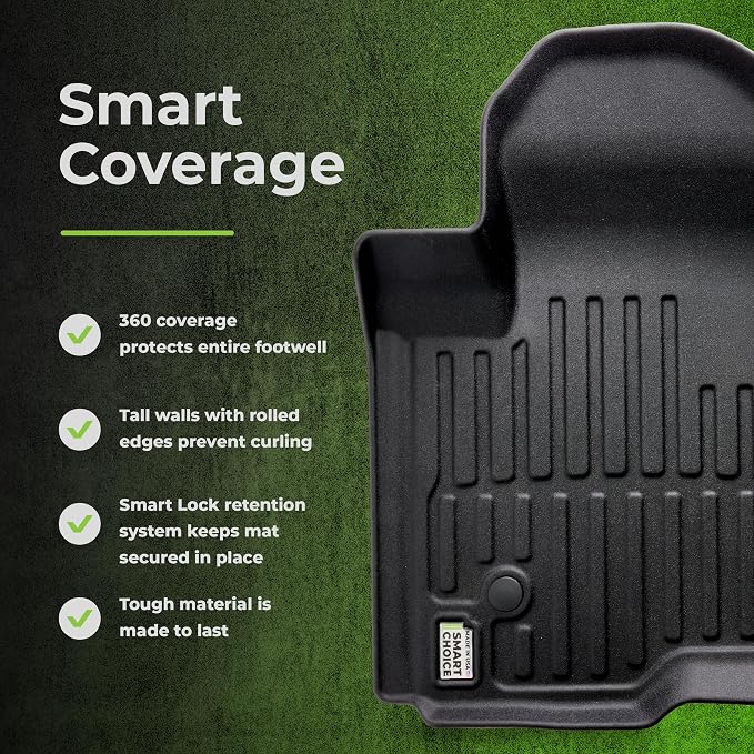 Smart Choice Car Floor Mats Custom fit for 2021-2026 Jeep Grand Cherokee L - Made in USA - Black - Full Set 1st, 2nd & 3rd Row